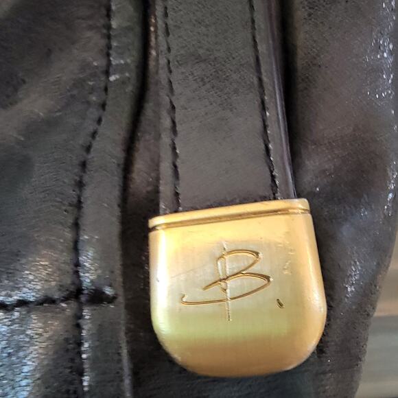 B Makowsky Leather Crossbody bag with Gold Hardware Charcoal - Picture 4 of 10